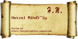 Hetzel Mihály névjegykártya